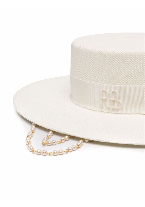 Cappello canotier in bianco - RUSLAN BAGINSKIY  donna RUSLAN BAGINSKIY | CNT035STRPRL2CHAWRB035